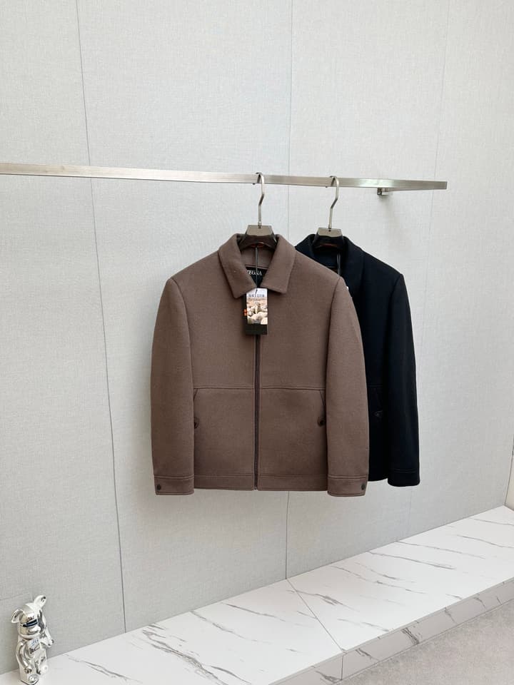 Zegna Merino Wool Detachable Liner Jacket in Brown Taupe