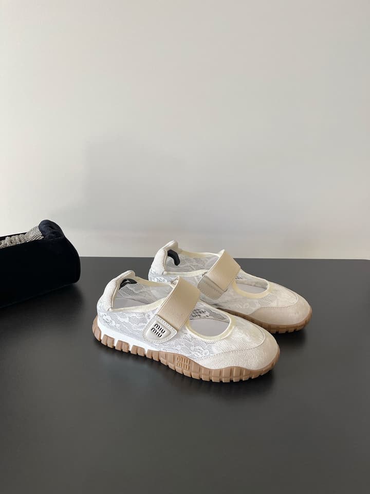 Miu Miu Latest Lace Retro Mary Jane Sneakers in Black