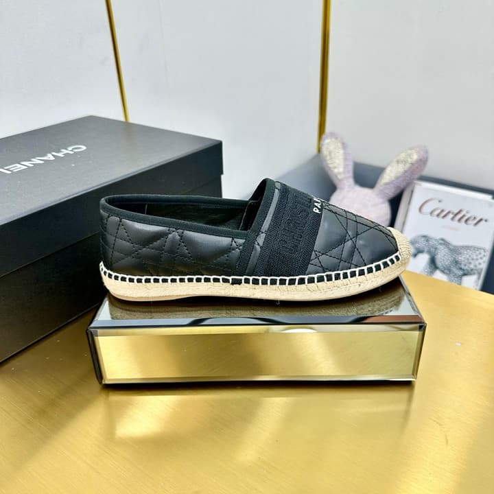 Dior Granville Embroidered Espadrille Flats in Beige/brown Oblique Pattern