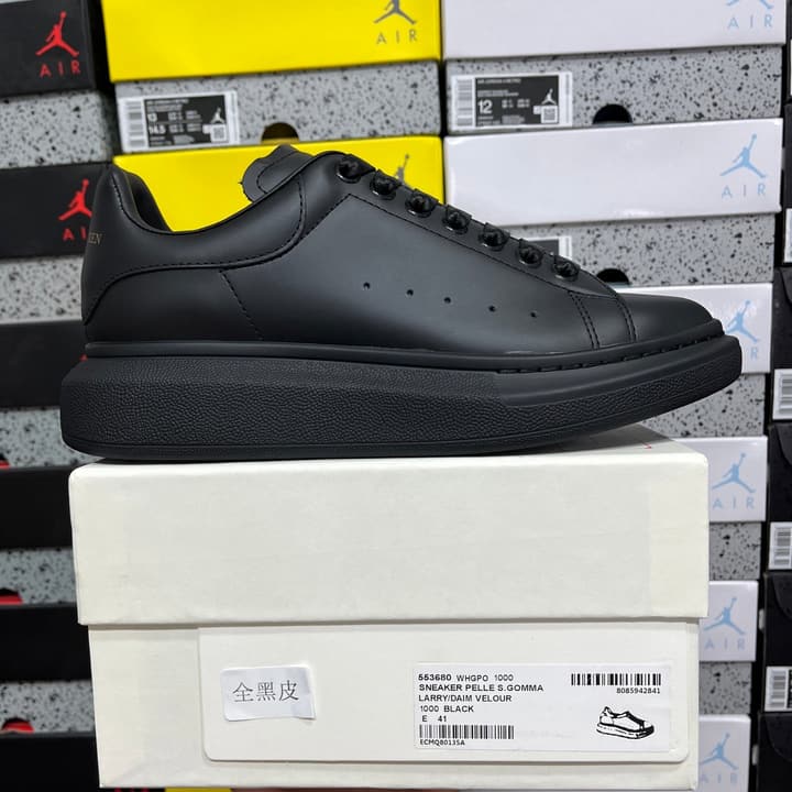 Alexander McQueen Oversized Low-Top Sneakers in All Black With White Sole
