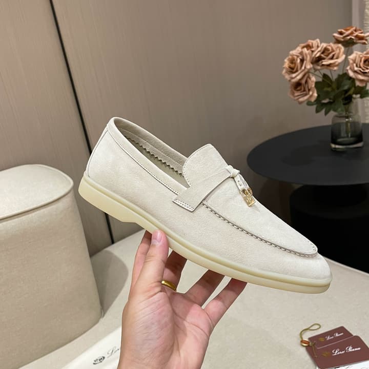 Loro Piana Summer Charms Walk Moccasin Loafers in Black Leather