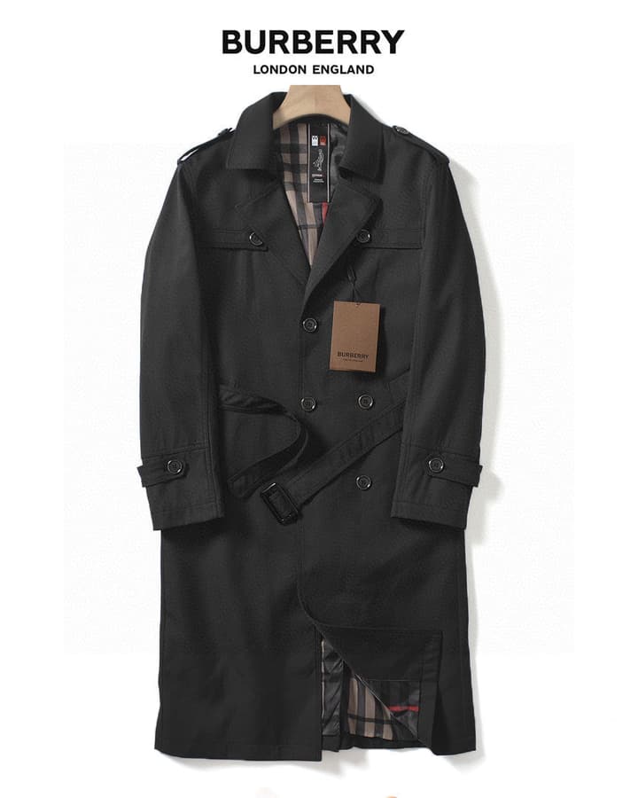Burberry Long Double-Breasted Trench Coat – 2025FW in Navy Blue