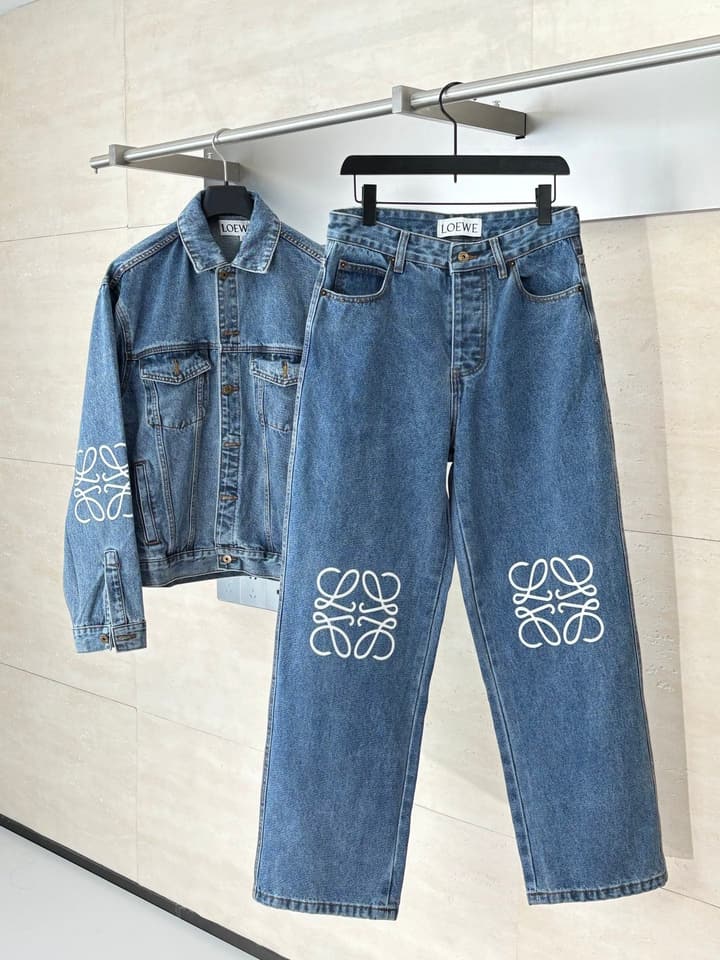 Loewe Anagram Laser-Cut Denim Jeans – 24FW in Blue Denim