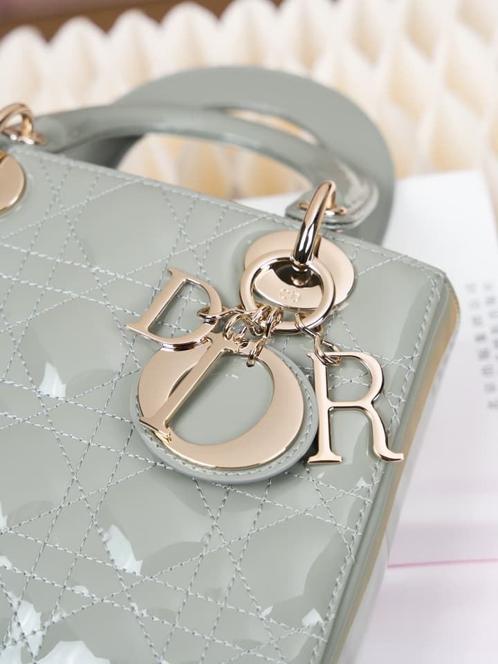 Dior Lady Dior Handbag in Black Patent Leather