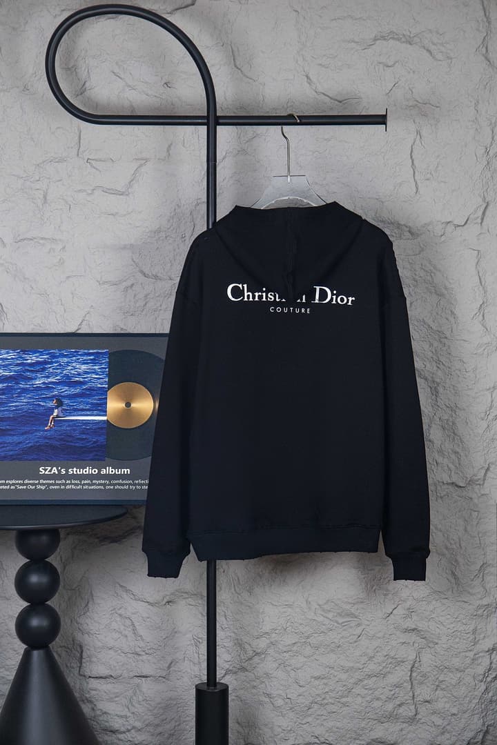 Dior Classic English Letter Hooded Sweatshirt in Black