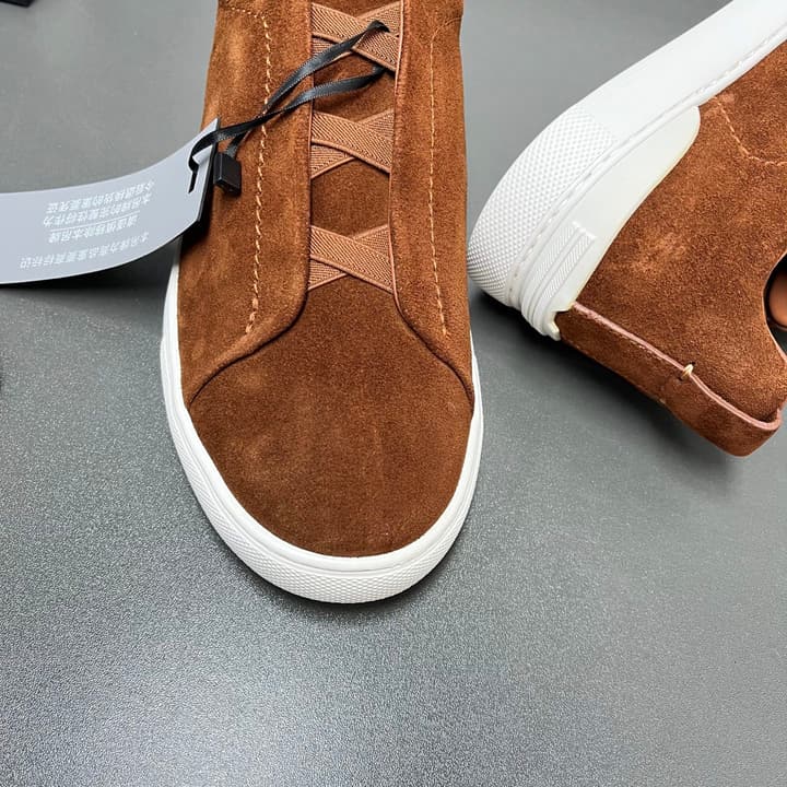 Zegna Triple Stitch Suede Low-Top Sneakers