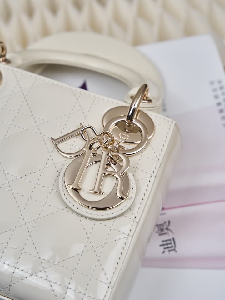 Dior Lady Dior Mini Patent Crossbody Bag in Cherry Red Patent