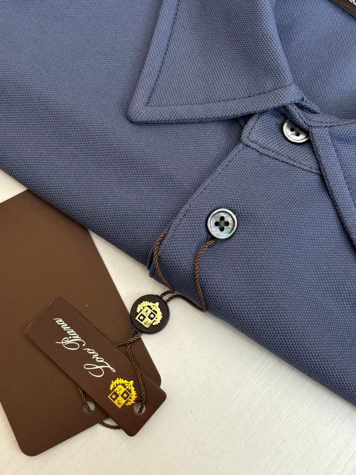 Loro Piana LP Logo Embroidered Pique Cotton Polo Shirt in Dark Brown