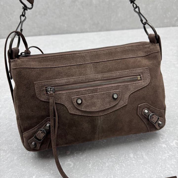 Balenciaga Le City Moto Suede Hobo Bag – 25FW in Dark Brown Suede