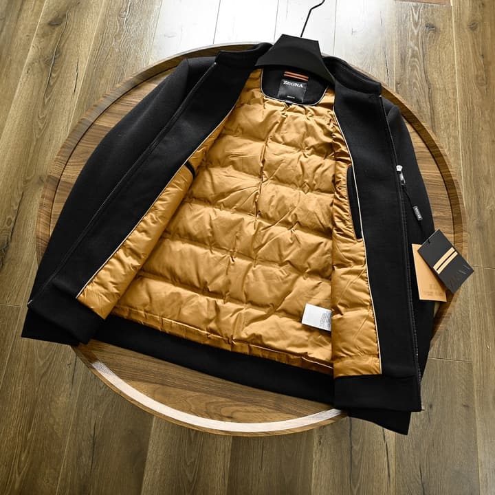 Zegna Men's Business Wool Goose Down Jacket – 25FW in Classic Black