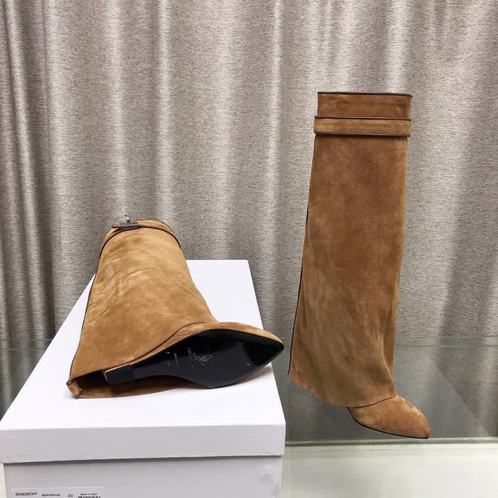 Givenchy Shark Tooth Leather Knee-High Boots in Almond