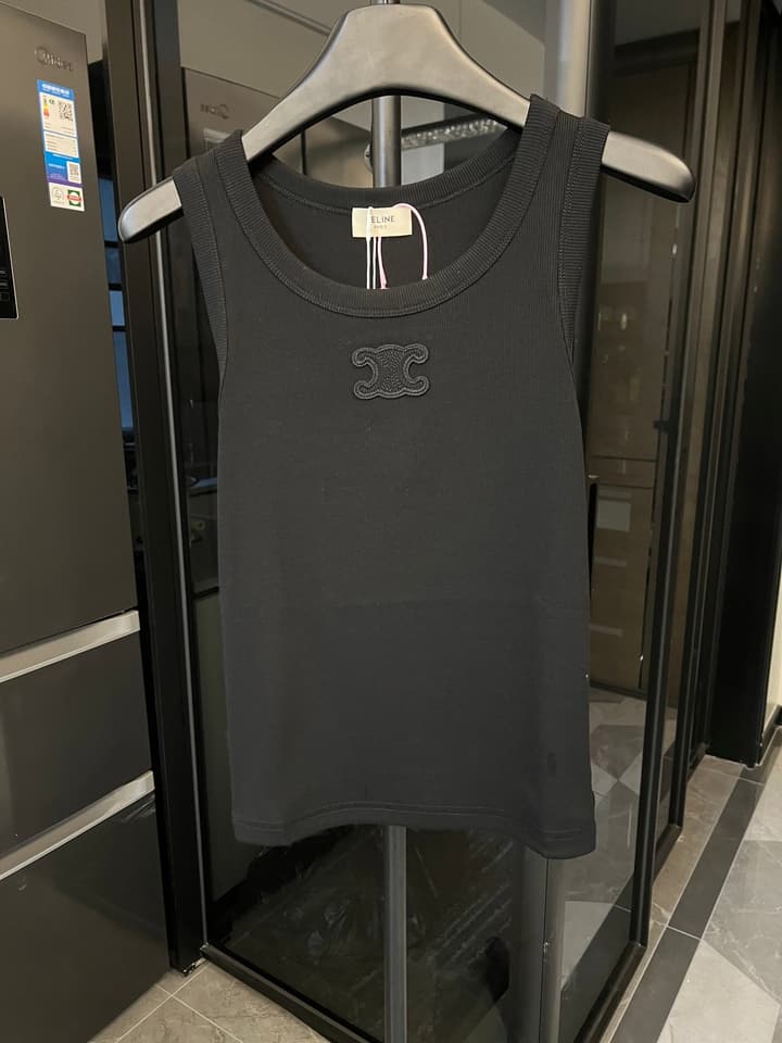 Celine Triomphe Embroidered Knit Vest – 2025SS Collection in Black