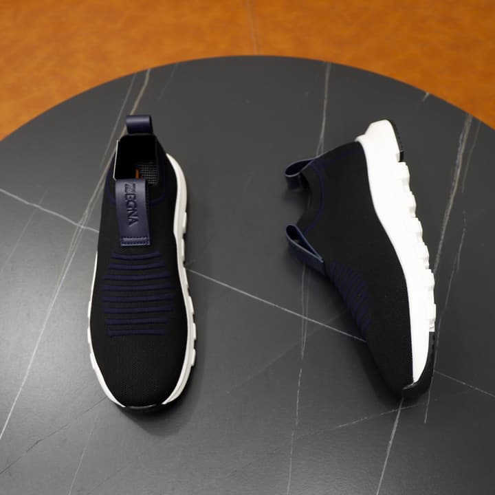 Zegna Flyknit Sneakers in Solid Black Knit