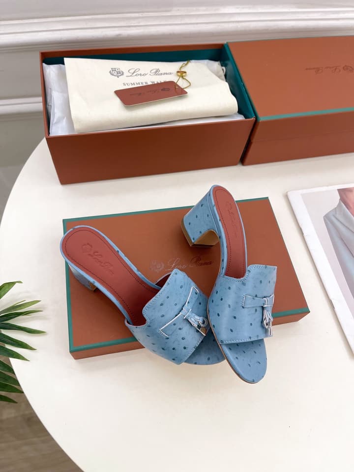 Loro Piana Summer Charms Ostrich Mules – 2025 Spring/Summer Collection in Black