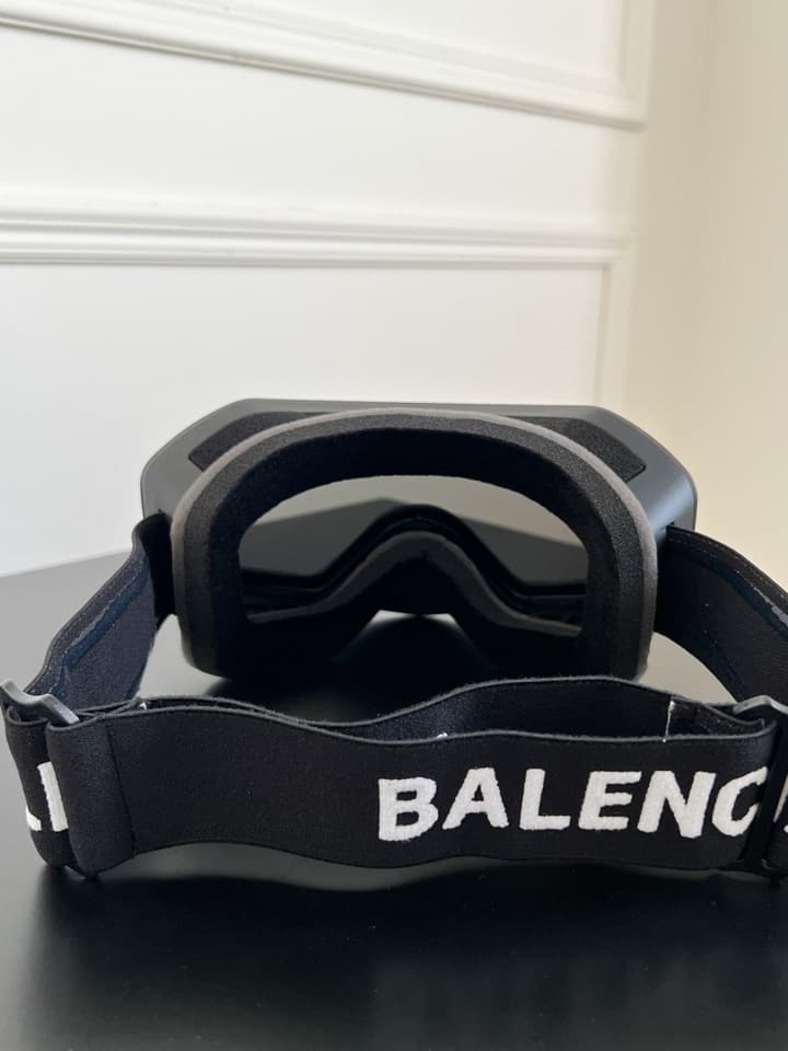 Balenciaga Silver Ski Goggles in Black Frame Dark Lens