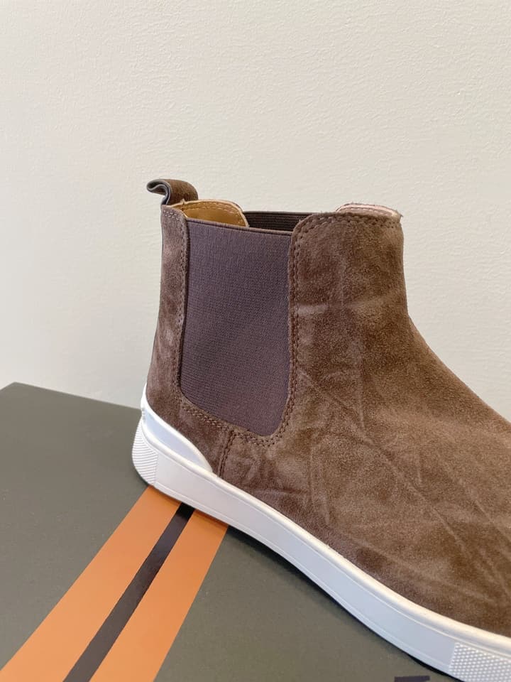 Zegna COUTURE Triple Stitch Leather Sneakers in Black Suede With Dark Sole