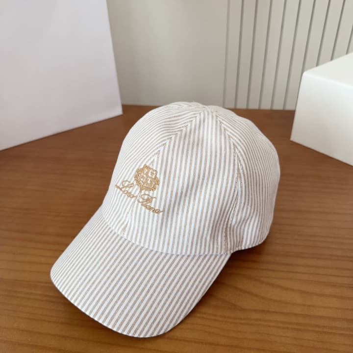 Loro Piana Baseball Cap in Cream With Tan Logo
