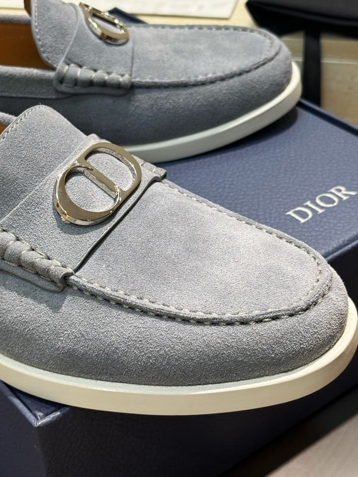 Dior Granville Men's Lace-Up Casual Shoes in Dark Blue Suede