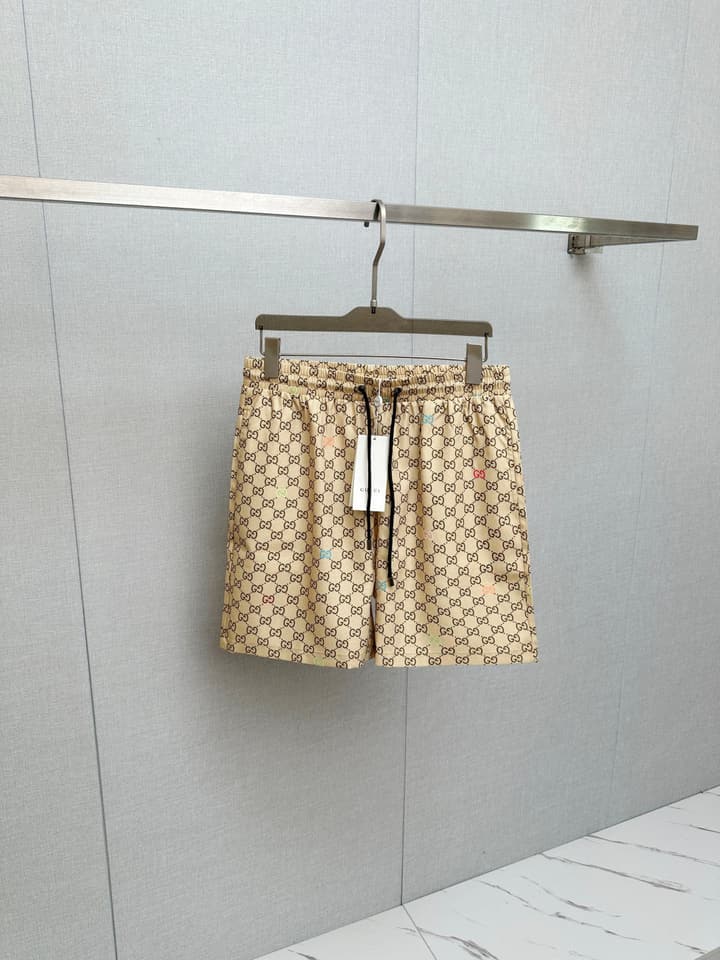 Gucci Men's Casual Beach Shorts – 2025SS in Beige GG Monogram