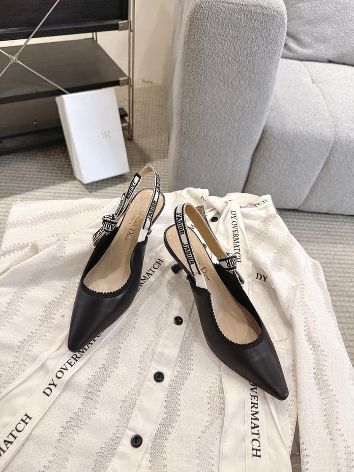 Dior J'Adior Patent Leather Kitten Heel Sandals in Classic Black Smooth Leather