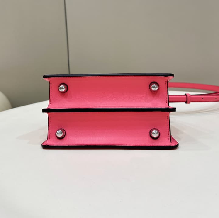 Fendi Peekaboo I See You Petite Handbag in Watermelon Pink Leather