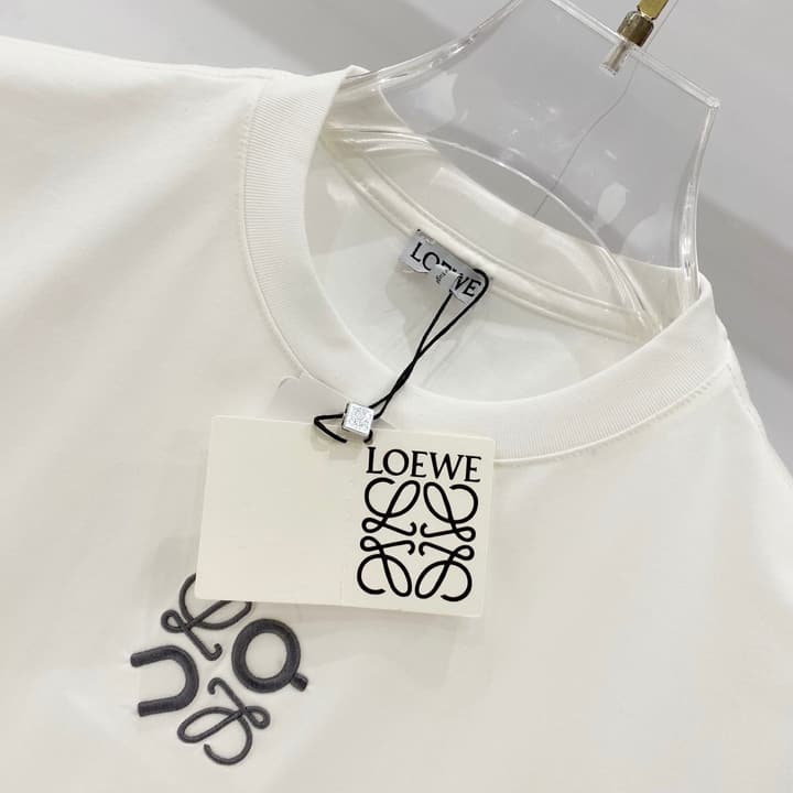 Loewe Mercerized Cotton Embroidered Logo T-Shirt in Black