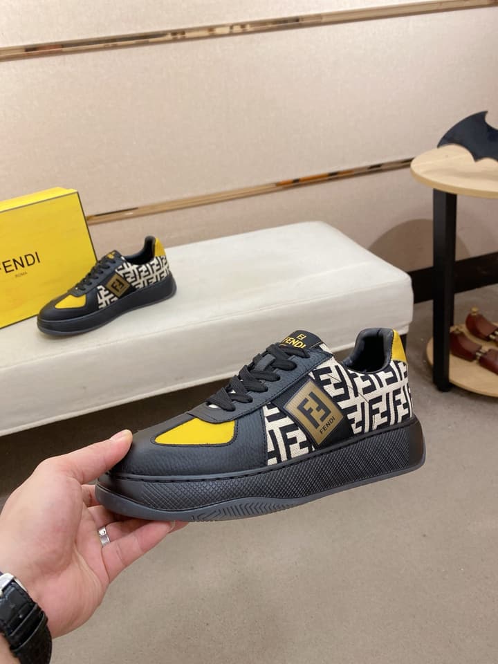 Fendi Calfskin Leather Loafers in Navy White Monogram