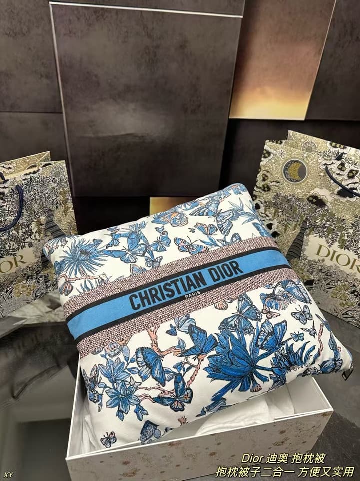 Dior Pillow Blanket Cushion in Black And White Oblique