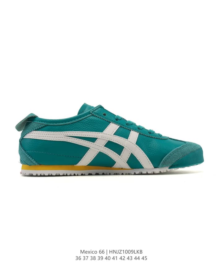 Asics Onitsuka Tiger Mexico 66 Classic Sneakers in Teal With White Stripes And Yellow Accent