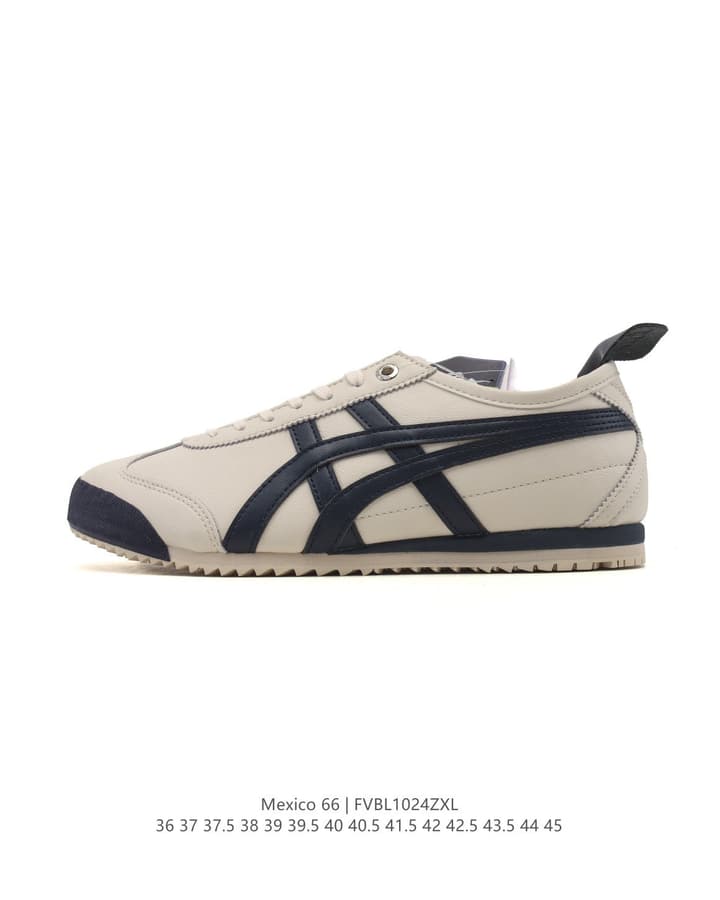 Onitsuka Tiger Mexico 66 Classic Retro Sneakers in Cream With Black Stripes