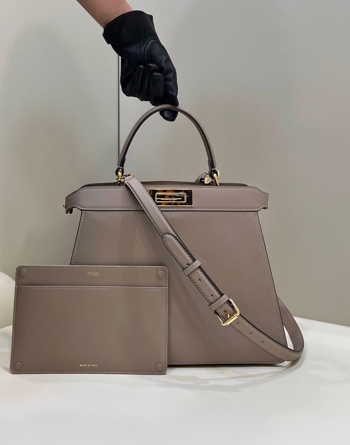 Fendi Peekaboo Accordion Handbag in Dove Grey Leather