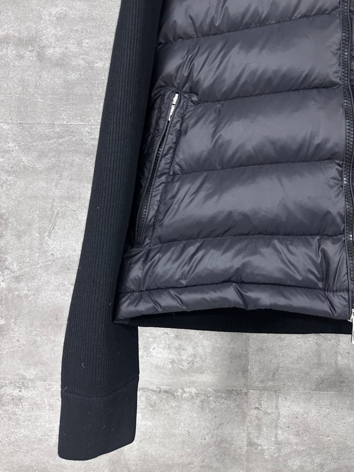 Moncler Hooded Wool Knit Spliced Down Jacket – Early Autumn Collection in Black