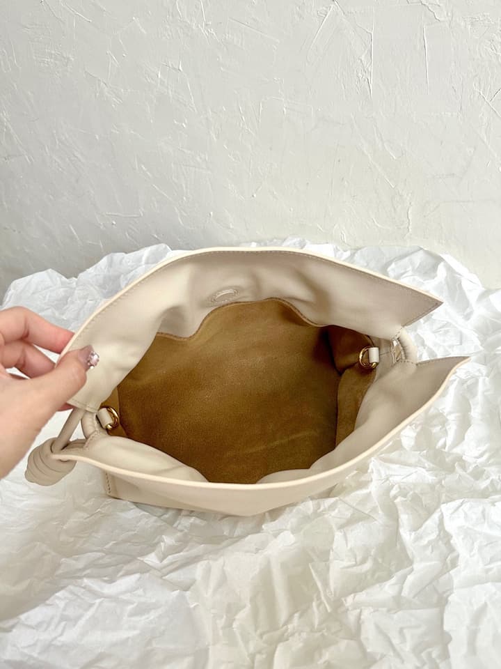 Loewe Flamenco Small Drawstring Bag in Cream