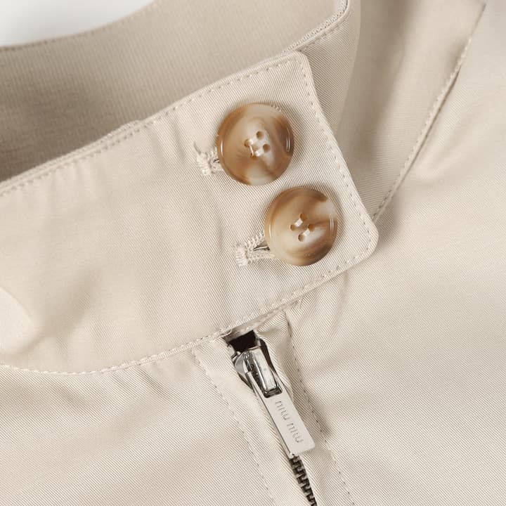 Miu Miu Logo Check Stand Collar Jacket – 25SS in Light Beige