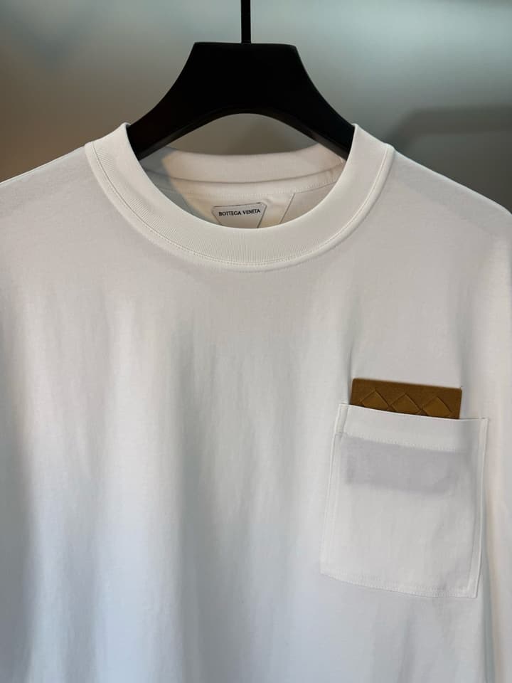 Bottega Veneta Woven Leather Pocket T-Shirt – Summer Collection – SS26 in Black