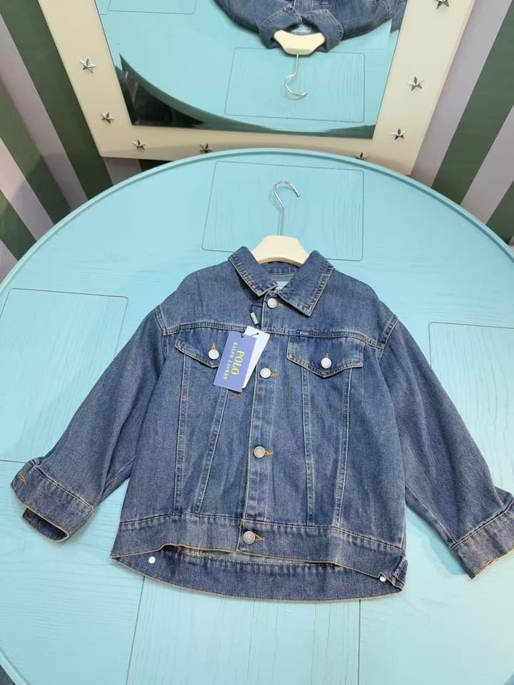 Ralph Lauren Kids Denim Shirt Jacket – 2025SS Collection in Medium Wash Blue Denim