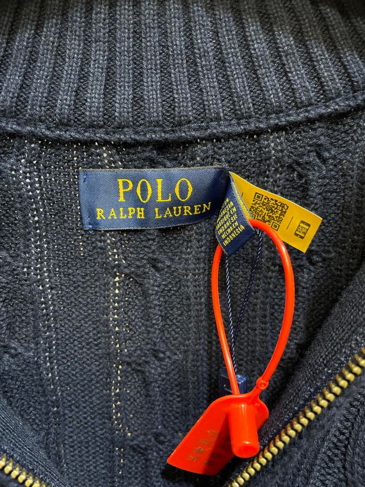 Ralph Lauren Cable Knit Half-Zip Sweater in Navy Blue