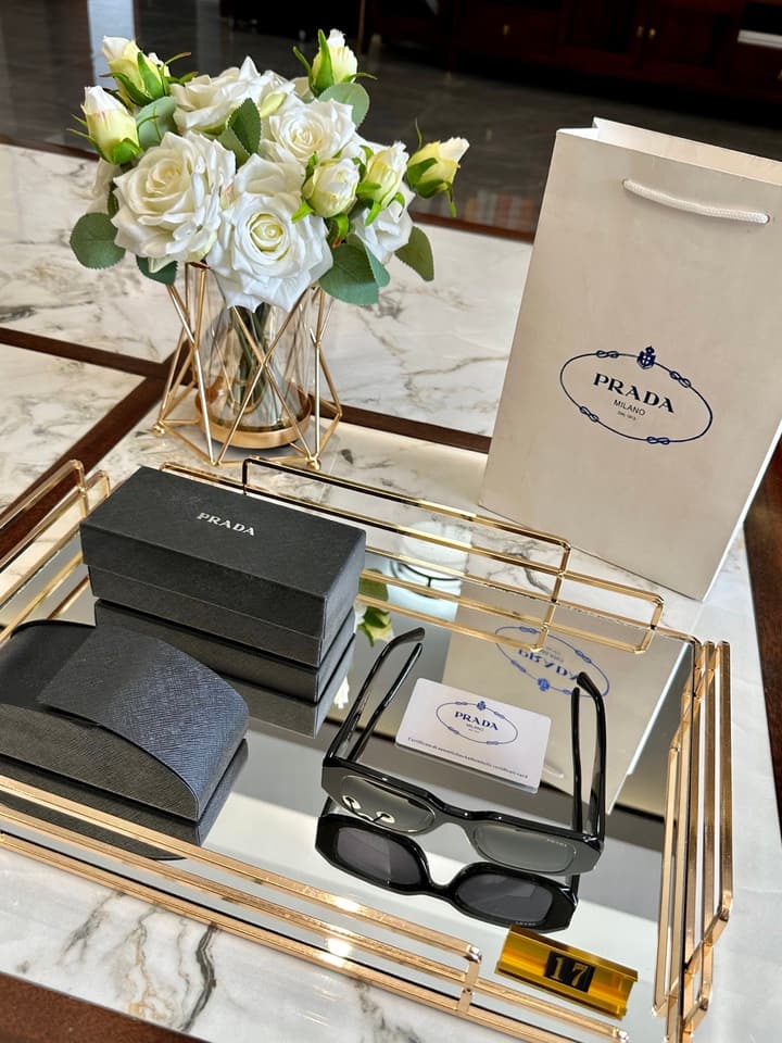 Prada Polarized Acetate Sunglasses in Glossy Black Frontal