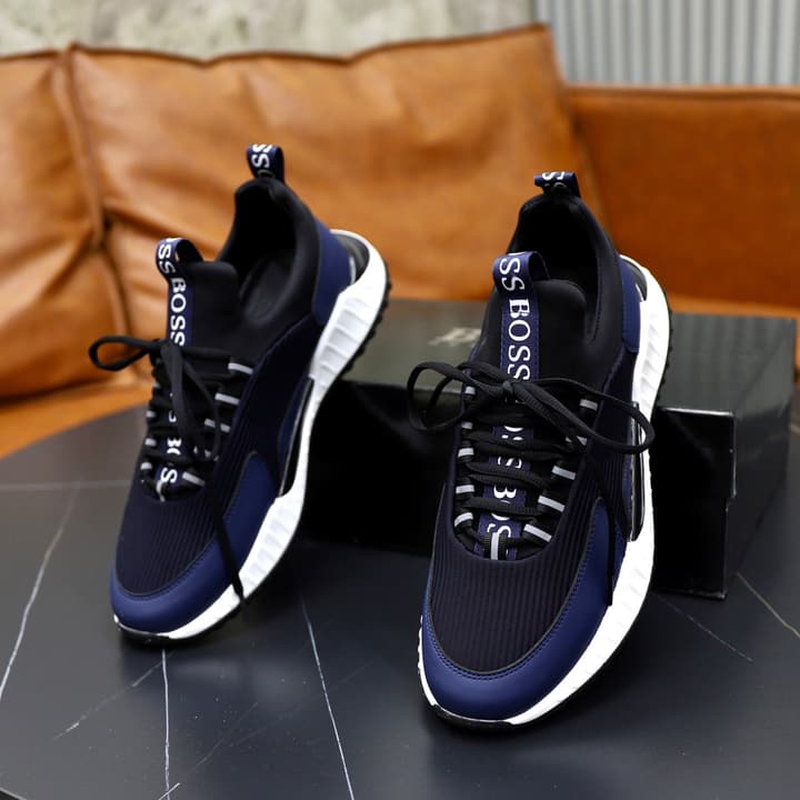 Boss Men's Knit Sneakers in Black Laced