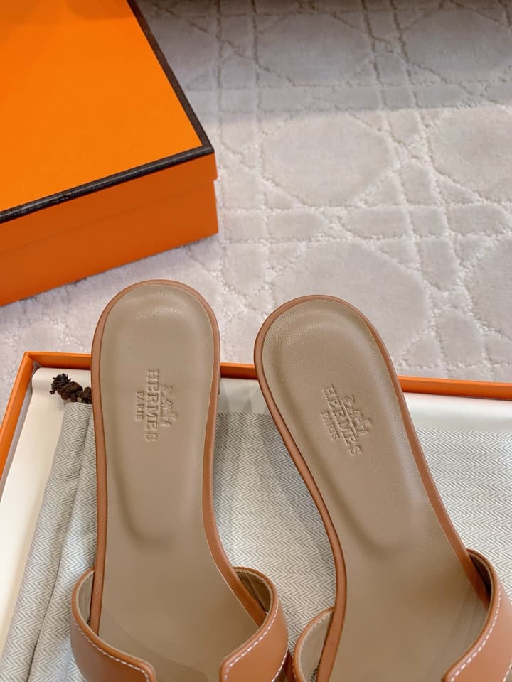 Hermès H-Heeled Sandals in Tan