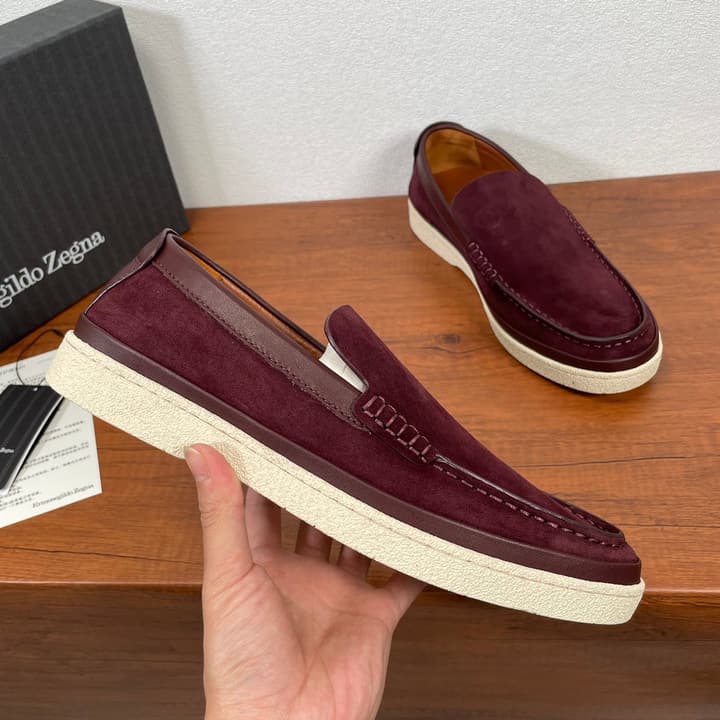 Zegna Men's Suede Leather Slip-On Loafers in Black Suede Loafer