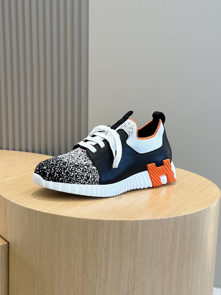 Hermès Bouncing Sneakers in Black And White Color Block