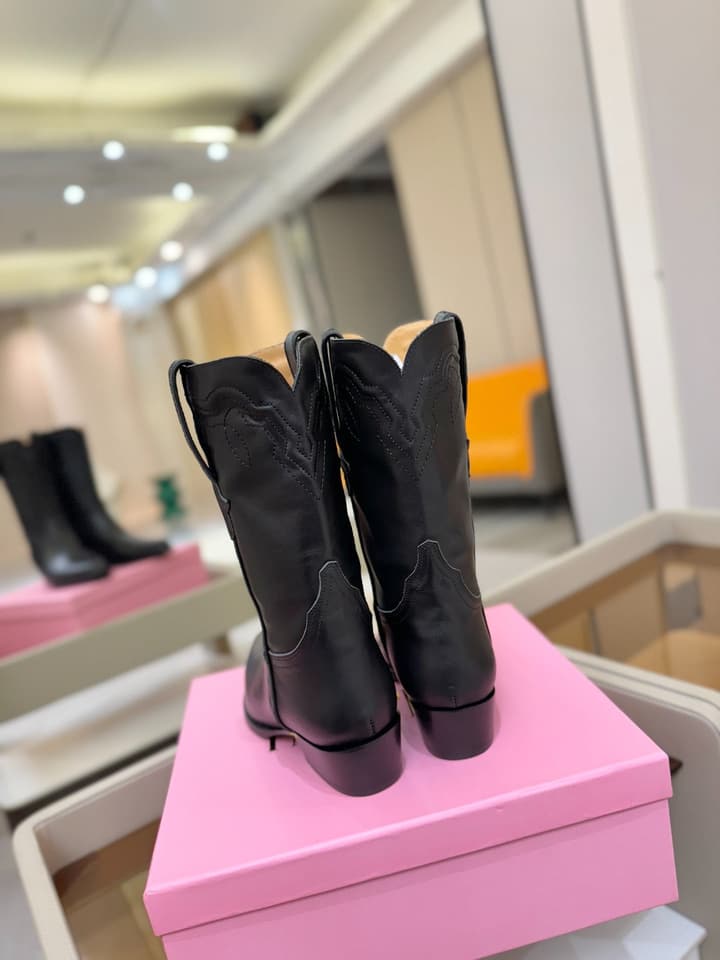 Paris Texas Western Ankle Boots in Embossed Black