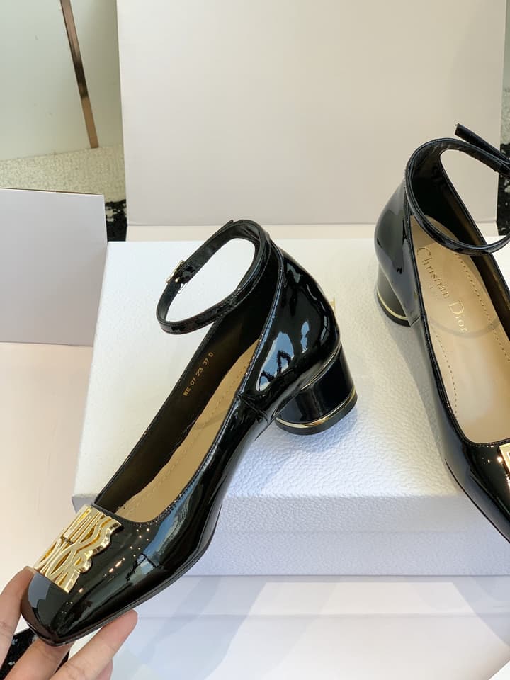 Dior MISS DIOR Chunky Heel Mary Jane Flats – 24SS in Black Patent Leather