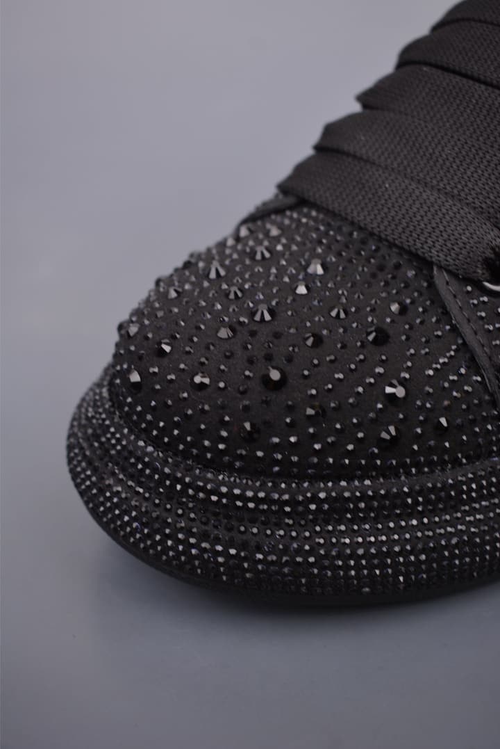 Alexander McQueen Rhinestone Sneakers in All Black Embossed