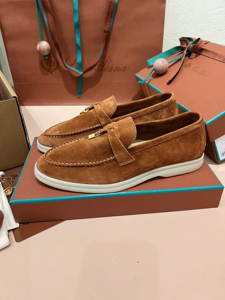 Loro Piana My Charms Suede Loafers in Dark Blue
