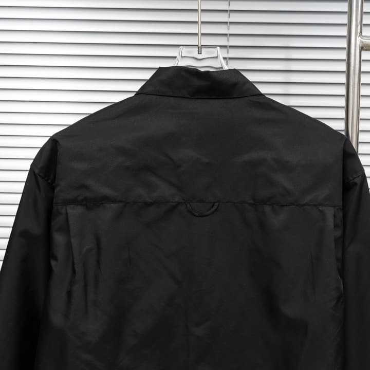 Prada Woven Leather Label Logo Shirt Jacket