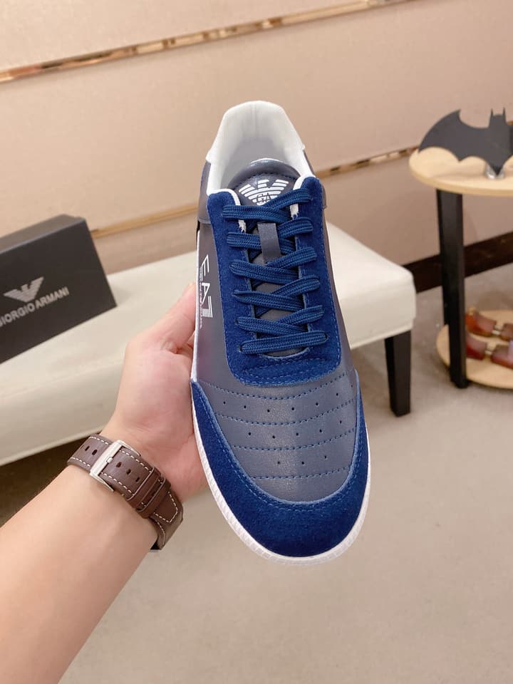 Armani Italian Leather Luxury Sneakers – New Collection in Bright Red