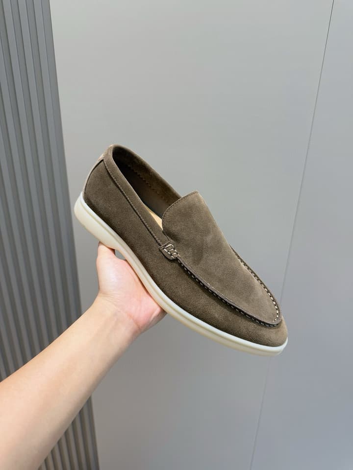 Loro Piana Italian Handmade Suede Driving Shoes in Black Suede