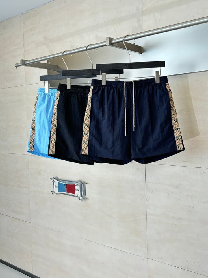 Burberry Nylon Side Check Drawstring Shorts in Black